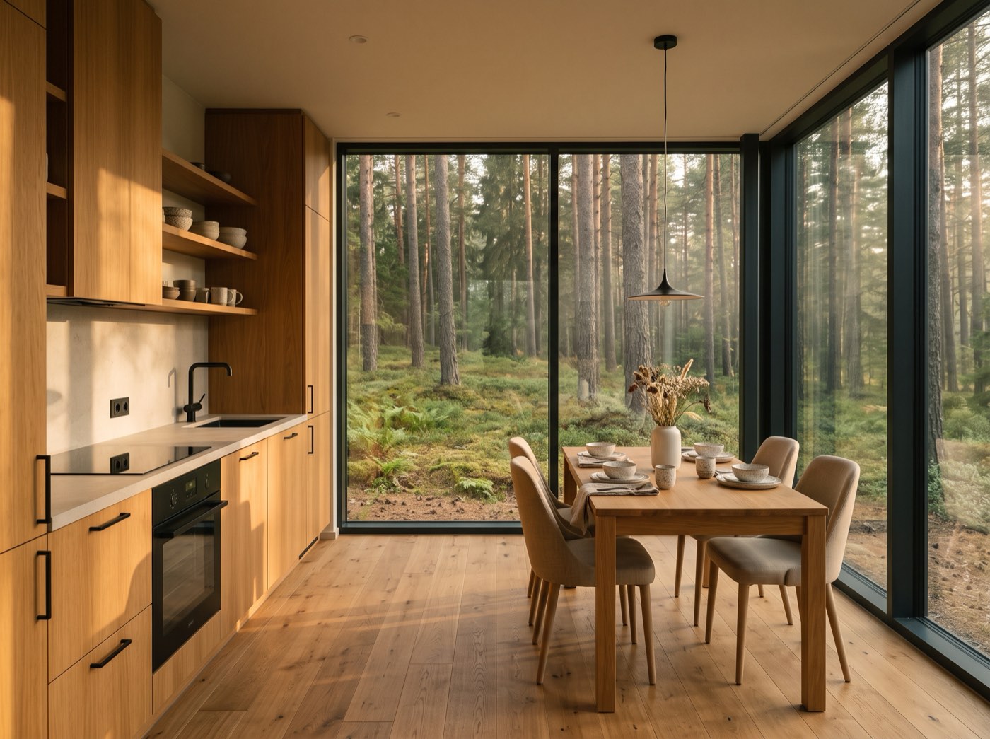Кухня-столовая Меркит 60 с обеденной зоной